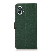For Nothing Phone 1 KHAZNEH Side-Magnetic Litchi Genuine Leather RFID Phone Case(Green)