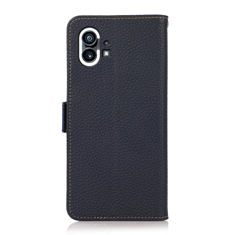 For Nothing Phone 1 KHAZNEH Side-Magnetic Litchi Genuine Leather RFID Phone Case(Blue)