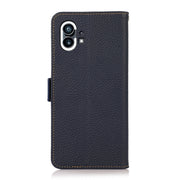 For Nothing Phone 1 KHAZNEH Side-Magnetic Litchi Genuine Leather RFID Phone Case(Blue)
