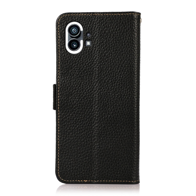 For Nothing Phone 1 KHAZNEH Side-Magnetic Litchi Genuine Leather RFID Phone Case(Black)