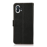 For Nothing Phone 1 KHAZNEH Side-Magnetic Litchi Genuine Leather RFID Phone Case(Black)