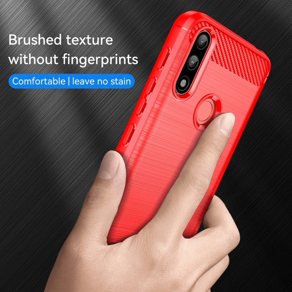 For Lenovo K13 Brushed Texture Carbon Fiber TPU Phone Case(Red)
