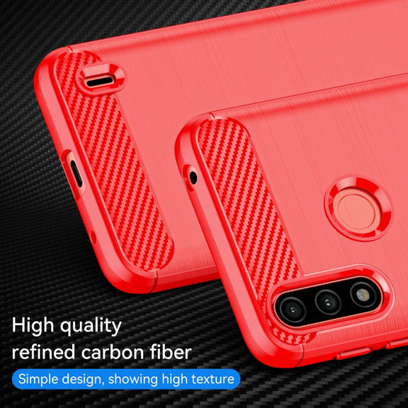 For Lenovo K13 Brushed Texture Carbon Fiber TPU Phone Case(Red)