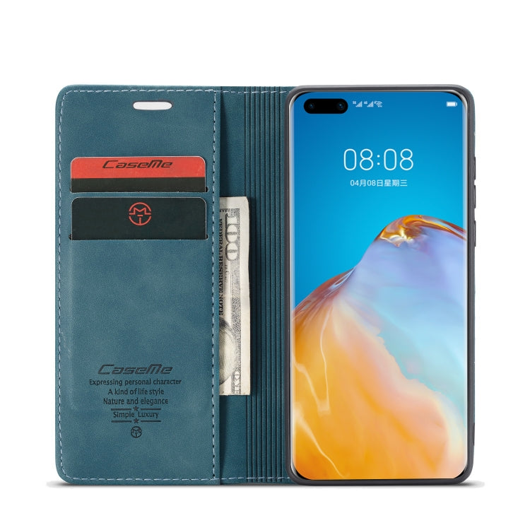 For Huawei P40 Pro CaseMe-013 Multifunctional Horizontal Flip Leather Case with Card Slot & Holder & Wallet(Blue)