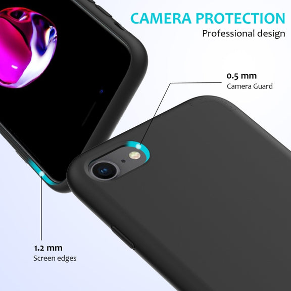 For iPhone SE 2022 / SE 2020 Shockproof Full Coverage Silicone Soft Protective Case(Black)