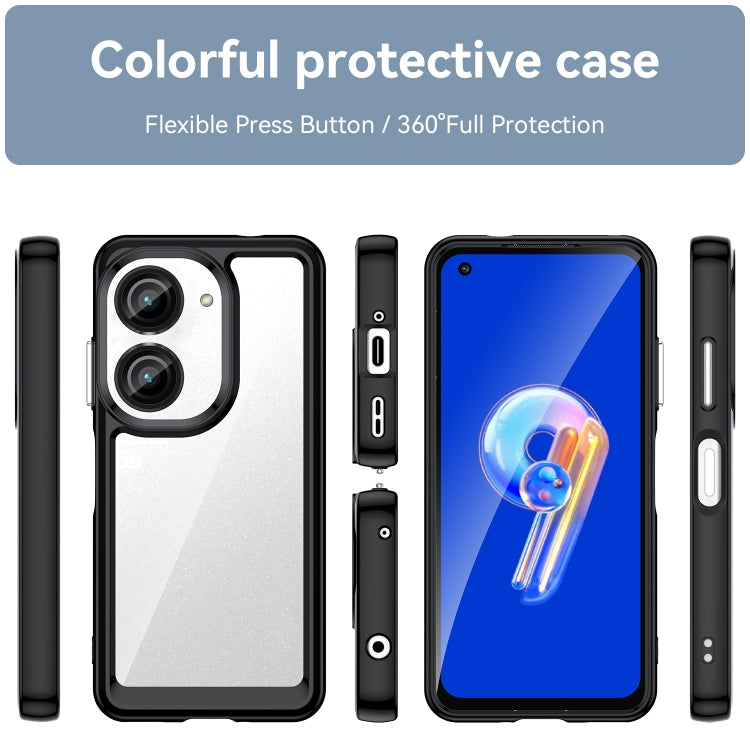 For Asus ZenFone 9 Colorful Series Acrylic + TPU Phone Case(Black)