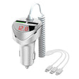 C68 LED Digital Display QC3.0 Fast Car Charger 3 in 1 with Spring Cable (Silver) - Car Charger by PMC TechLife | Online Shopping South Africa | PMC TechLife | Buy Now Pay Later Mobicred