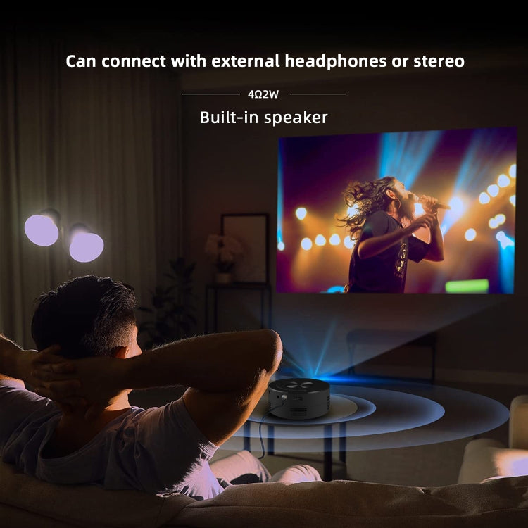 T200 1500LM 1920x1080P LED Mini Projector, AU Plug(Black)
