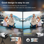 Y6 190ANSI 1024x600P LED Projector Support Screen Mirroring, EU Plug(White)
