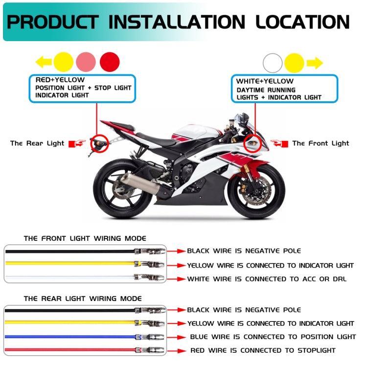 4 PCS Modified Motorcycle 16LEDs Brake Turn Tail Light, Transparent Shell(Red Light + Yellow Light)