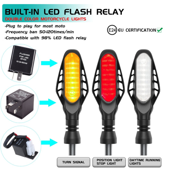 4 PCS Modified Motorcycle 16LEDs Brake Turn Tail Light, Smoked Shell(Red Light + Yellow Light)