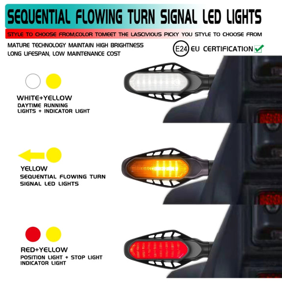4 PCS Modified Motorcycle 16LEDs Brake Turn Tail Light, Smoked Shell(Red Light + Yellow Light)