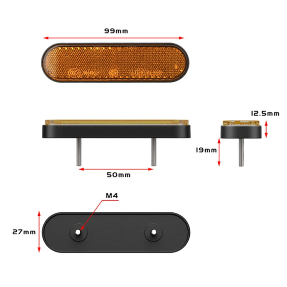 2 PCS 24LED Reflector Brake Light Turn Signal Light(Yellow Shell Yellow Light)