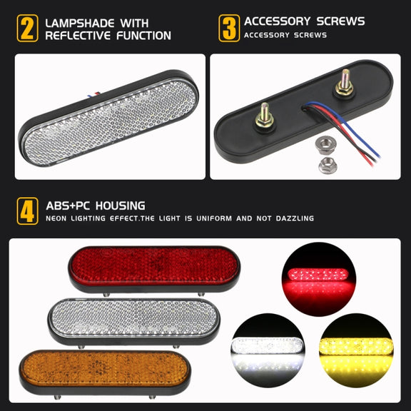 2 PCS 24LED Reflector Brake Light Turn Signal Light(White Shell Yellow Light)