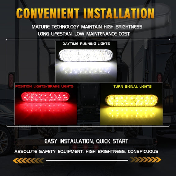 2 PCS 24LED Reflector Brake Light Turn Signal Light(White Shell Red Light)