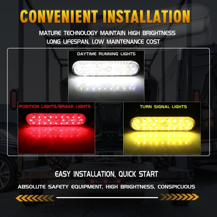 2 PCS 24LED Reflector Brake Light Turn Signal Light(White Shell Yellow Light)