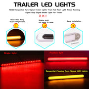 2 PCS 72LEDs Two-color Brake Turn Tail Light(Transparent Shell Red Light + Flowing Yellow Light)