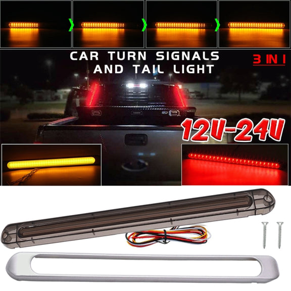 2 PCS 72LEDs Two-color Brake Turn Tail Light(Smoked Shell Red Light + Flowing Yellow Light)