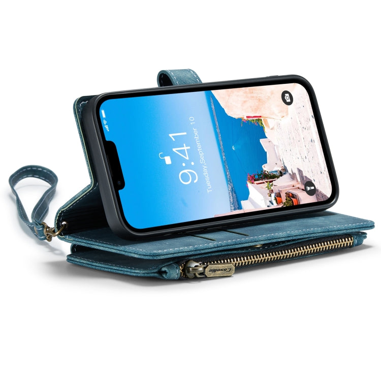 For iPhone 14 CaseMe C30 Multifunctional Phone Leather Case (Blue)