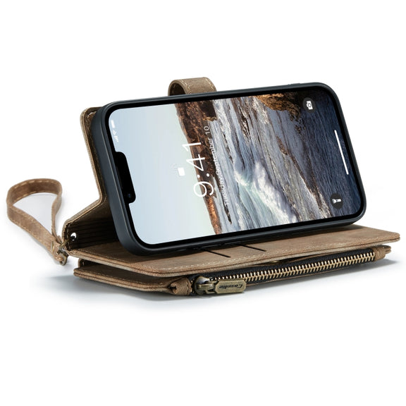 For iPhone 14 CaseMe C30 Multifunctional Phone Leather Case (Brown)