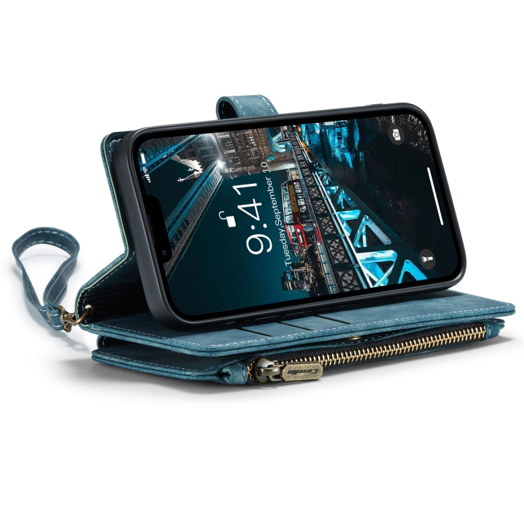 For iPhone 14 Plus CaseMe C30 Multifunctional Phone Leather Case (Blue)