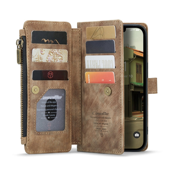 For iPhone 14 Plus CaseMe C30 Multifunctional Phone Leather Case (Brown)