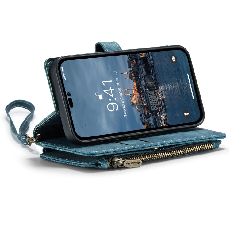 For iPhone 14 Pro CaseMe C30 Multifunctional Phone Leather Case(Blue)