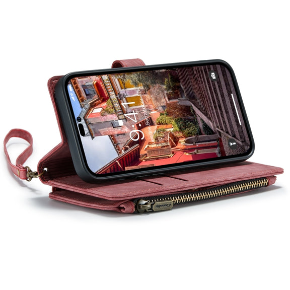 For iPhone 14 Pro CaseMe C30 Multifunctional Phone Leather Case(Red)