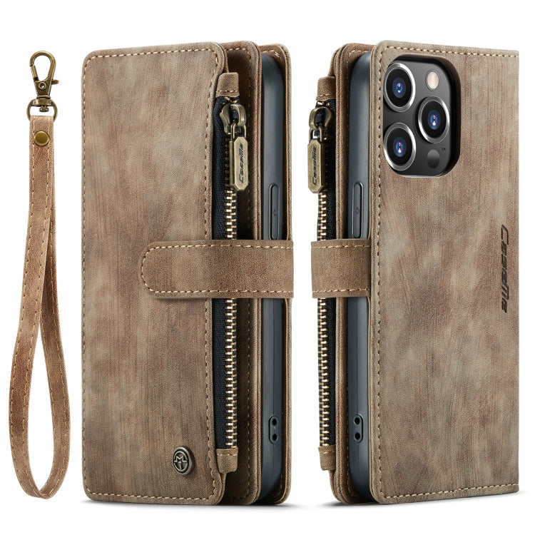 For iPhone 14 Pro CaseMe C30 Multifunctional Phone Leather Case(Brown)