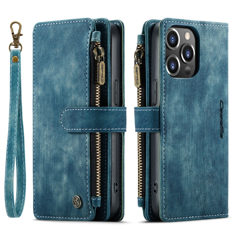 For iPhone 14 Pro Max CaseMe C30 Multifunctional Phone Leather Case (Blue)