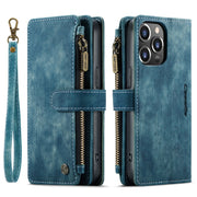 For iPhone 14 Pro Max CaseMe C30 Multifunctional Phone Leather Case (Blue)