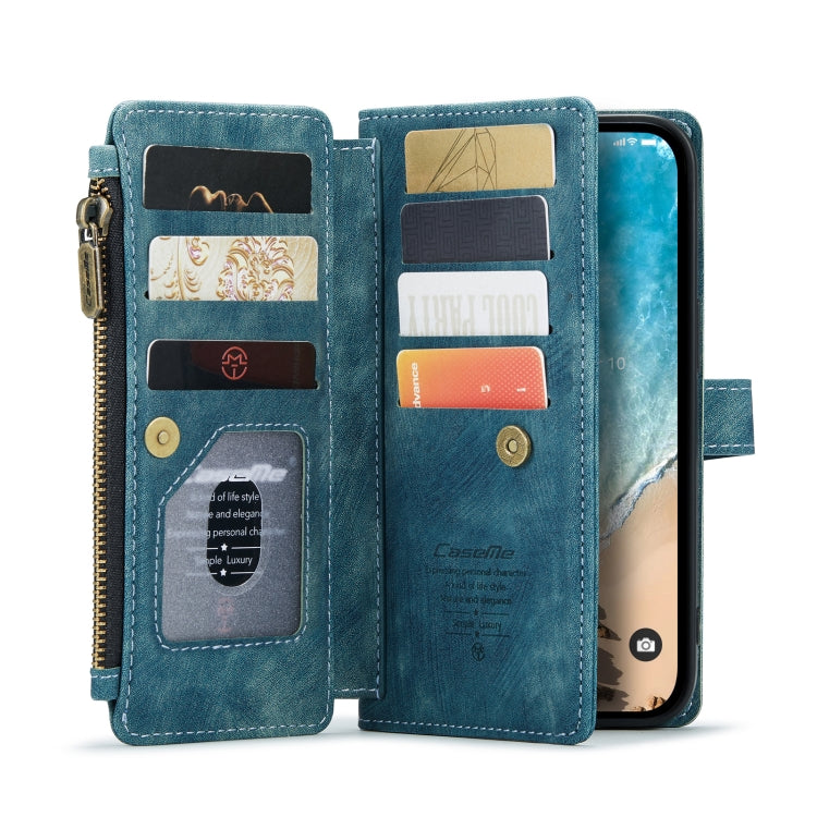 For iPhone 14 Pro Max CaseMe C30 Multifunctional Phone Leather Case (Blue)