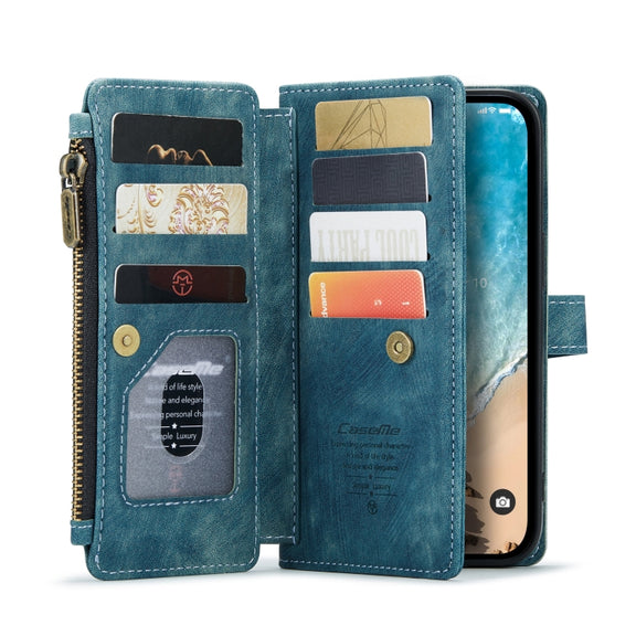 For iPhone 14 Pro Max CaseMe C30 Multifunctional Phone Leather Case (Blue)
