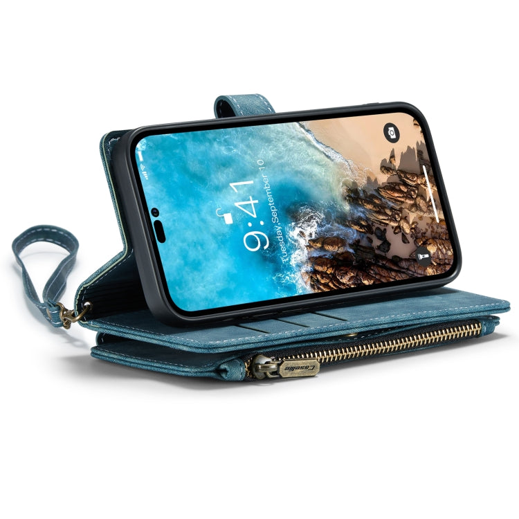 For iPhone 14 Pro Max CaseMe C30 Multifunctional Phone Leather Case (Blue)