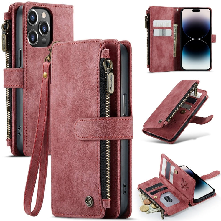 For iPhone 14 Pro Max CaseMe C30 Multifunctional Phone Leather Case (Red)
