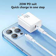 REMAX RP-U5 Extreme 2 Series 20W PD Charger + 1m USB-C / Type-C to 8 Pin Fast Charge Data Cable Set, Specification:EU Plug(White)