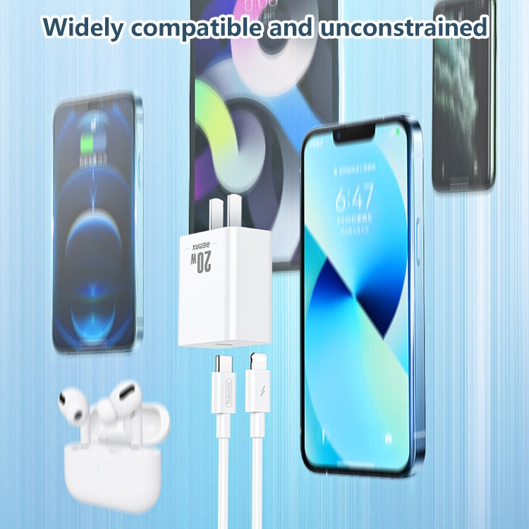 REMAX RP-U5 Extreme 2 Series 20W PD Charger + 1m USB-C / Type-C to 8 Pin Fast Charge Data Cable Set, Specification:EU Plug(White)