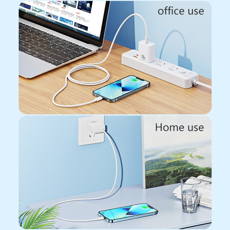 REMAX RP-U5 Extreme 2 Series 20W PD Charger + 1m USB-C / Type-C to 8 Pin Fast Charge Data Cable Set, Specification:EU Plug(White)