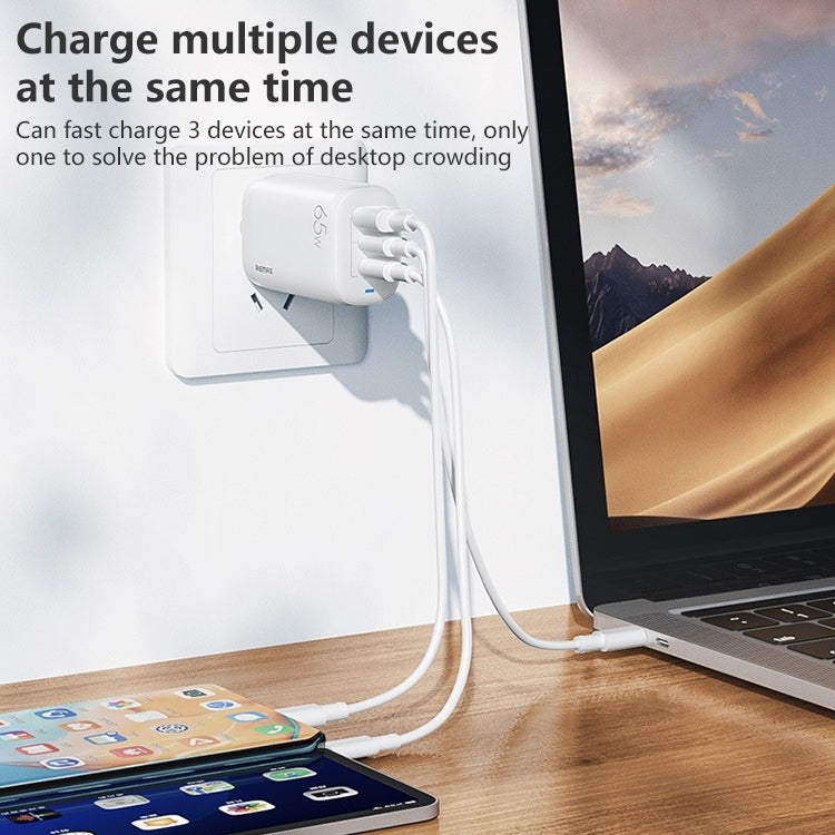 REMAX RP-U55 Territory Series 65W USB+Dual USB-C / Type-C Interface Fast Charger, Specification:US Plug (White)
