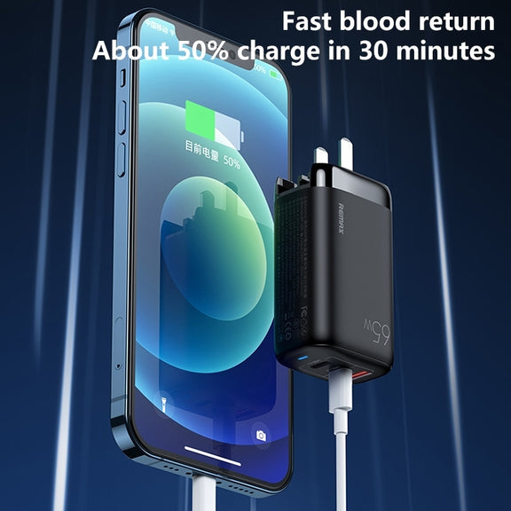 REMAX RP-U55 Territory Series 65W USB+Dual USB-C / Type-C Interface Fast Charger, Specification:US Plug (White)