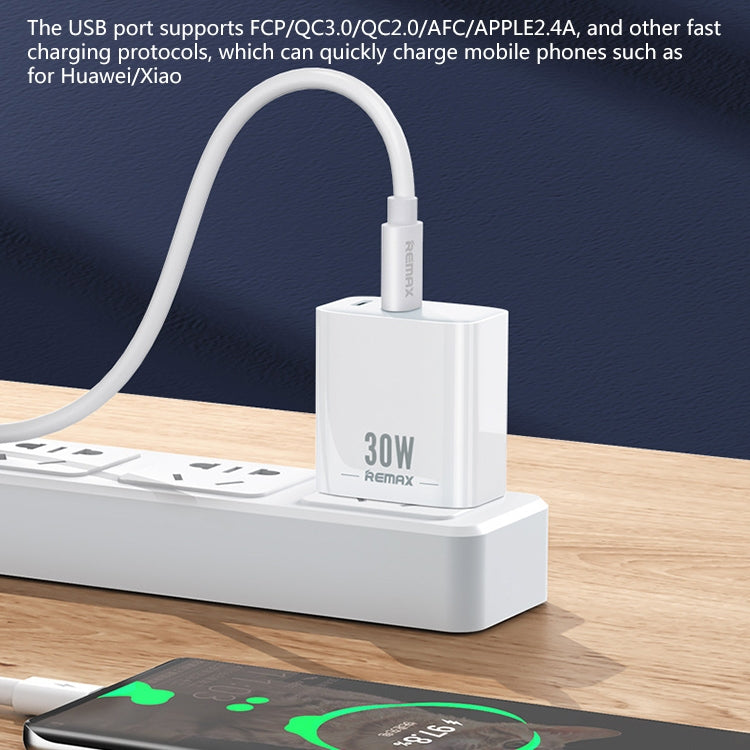 REMAX RP-U82 30W USB+USB-C/Type-C Dual Interface Fast Charger, Specification:CN Plug(White)