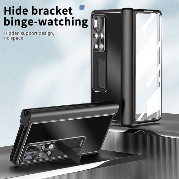 For Huawei Mate X2 Aluminum Alloy Double Hinge Shockproof Phone Protective Case(Black)
