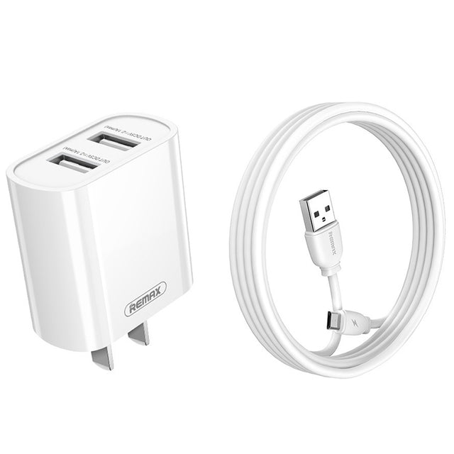 REMAX RP-U35 Jane Series 2.1A Dual USB Port Fast Charger Set, Cable:Micro USB(CN Plug)