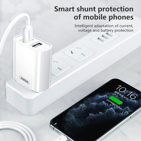 REMAX RP-U35 Jane Series 2.1A Dual USB Port Fast Charger Set, Cable:Micro USB(CN Plug)