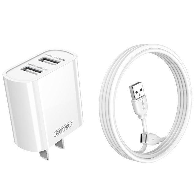 REMAX RP-U35 Jane Series 2.1A Dual USB Port Fast Charger Set, Cable:USB-C/Type-C(CN Plug)