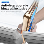 For Huawei Mate X2 Magnetic Hinges Plating Phone Case with Holder(Champagne Gold)