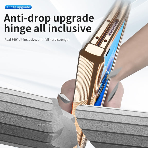 For Huawei Mate X2 Magnetic Hinges Plating Phone Case with Holder(Champagne Gold)