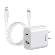 REMAX RP-U68 20W USB+USB-C/Type-C Dual Interface Fast Charger Set, Specification:CN Plug(White)