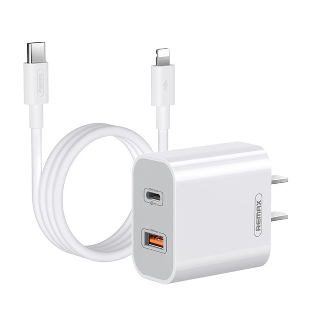 REMAX RP-U68 20W USB+USB-C/Type-C Dual Interface Fast Charger Set, Specification:CN Plug(White)