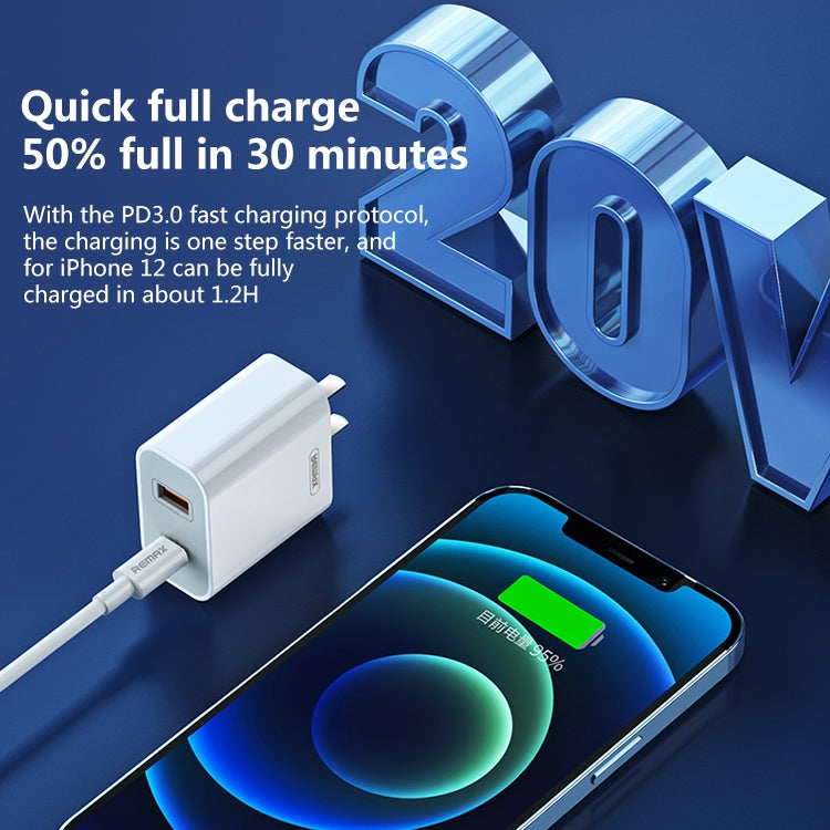 REMAX RP-U68 20W USB+USB-C/Type-C Dual Interface Fast Charger Set, Specification:CN Plug(White)